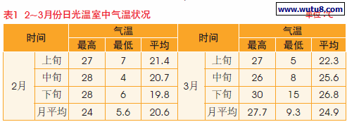 2~3月份日光温室中气温状况
