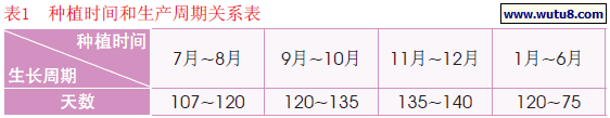 种植时间和生产周期关系表