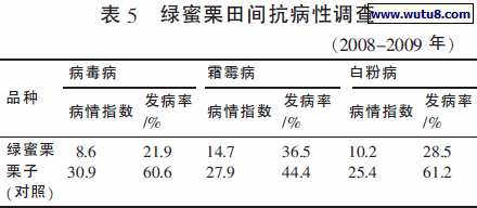 绿蜜栗田间抗病性调查