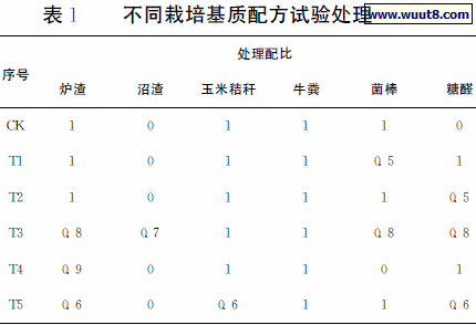 不同栽培基质配方试验处理