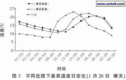 不同处理下基质温度日变化