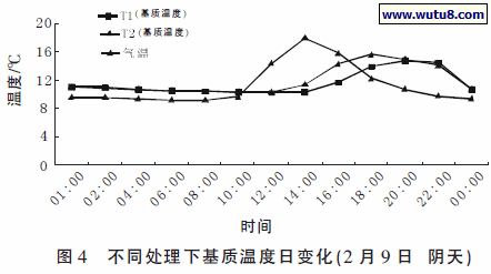 不同处理下基质温度日变化