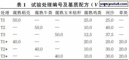 试验处理编号及基质配方