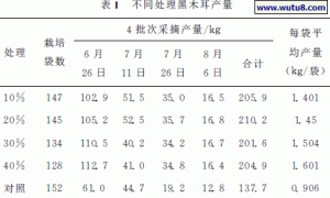 油茶果壳栽培黑木耳试验